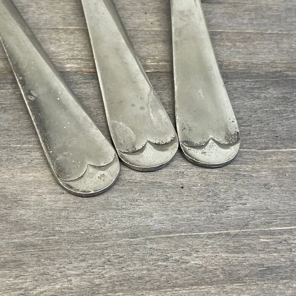 Vintage Set of 3 Silver Plated 2-Prong Appetizer Cocktail Forks Made in England
